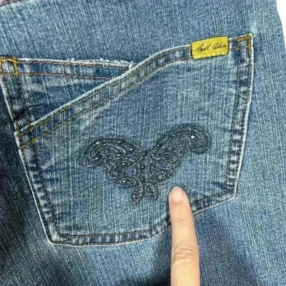 Bill Blass Jeans Blue Stretch Bootcut Womens Size 16 High Rise‎ Pants Butterfly